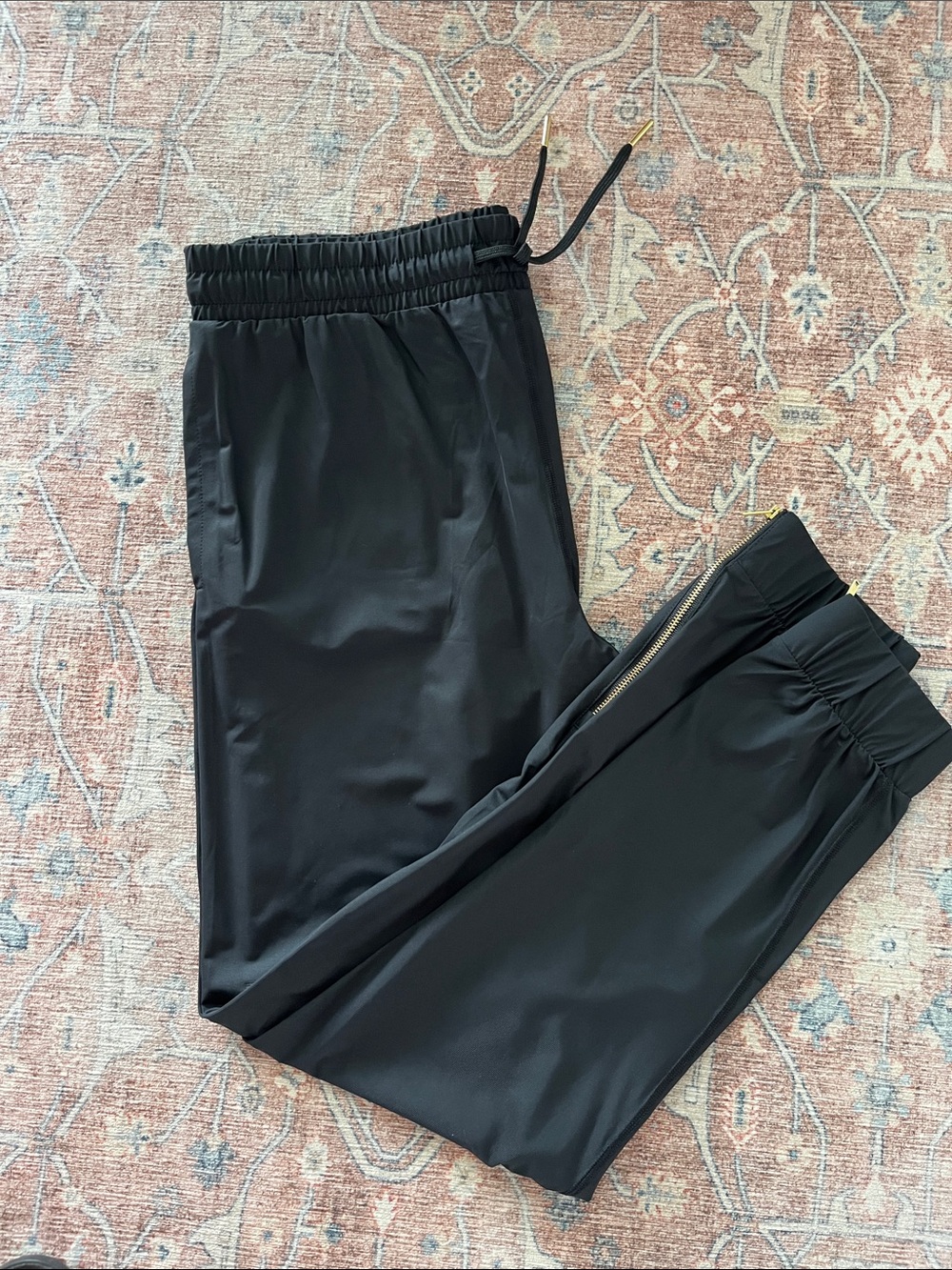 ZYIA Black Track Joggers with Gold Zip Details